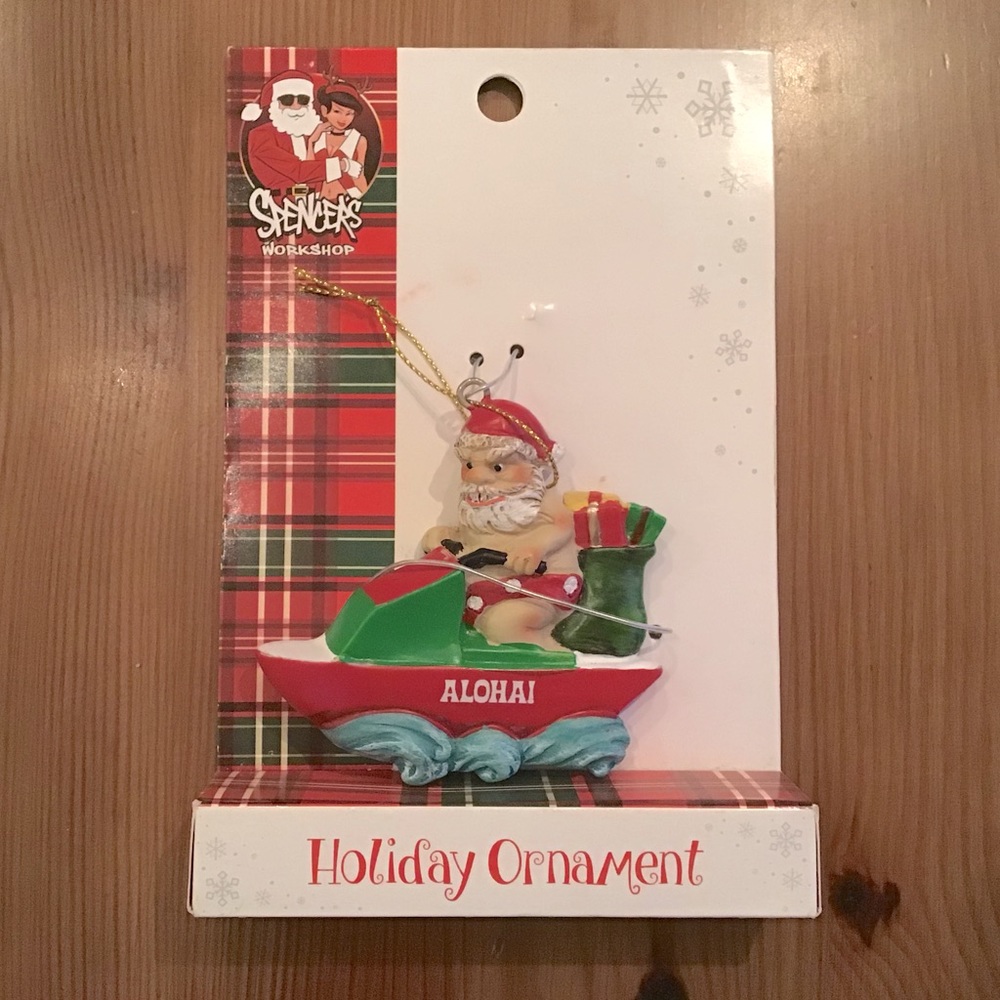 Spencer's Gifts Aloha Santa Jet Ski Ornament